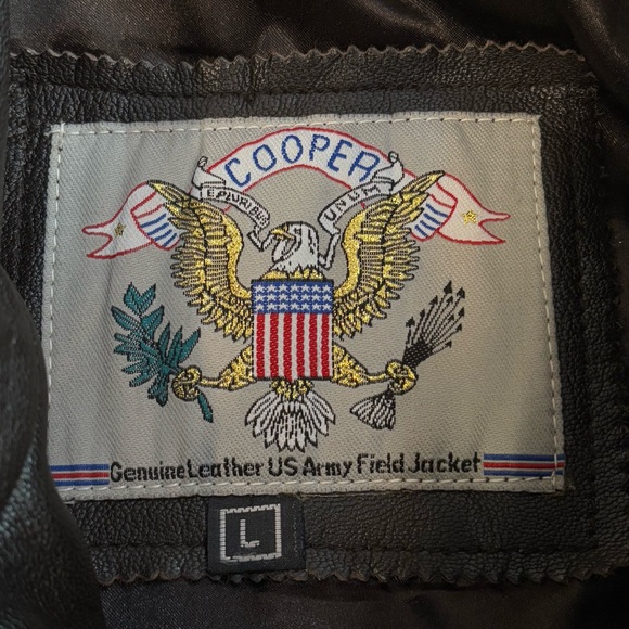 Cooper Genuine Real Leather US Army Field Zip Button Jacket Brown Size Large - Picture 7 of 9